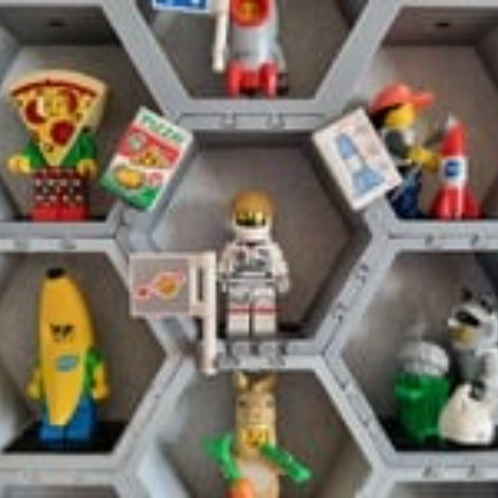 Pack of 3 Customizable Lego Mini Fig Wall or Shelf Hex Display Modules
